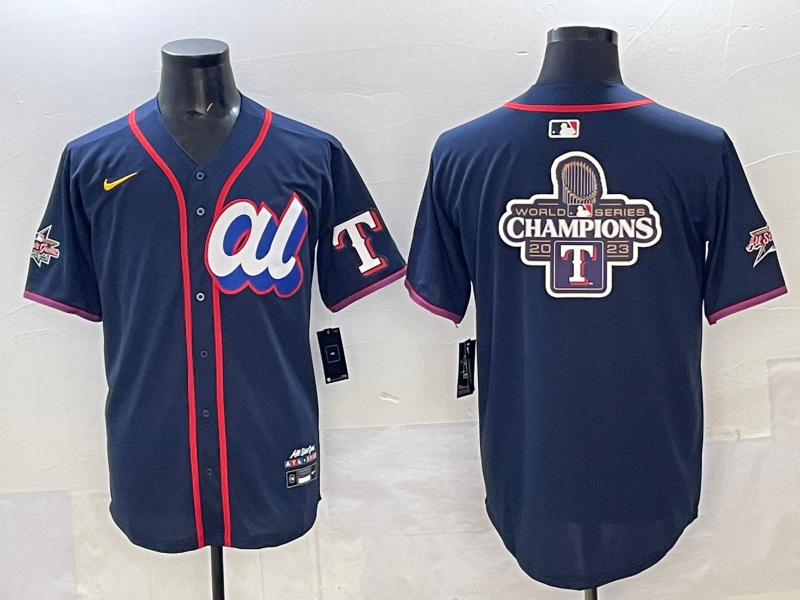 Men 2025 Texas Rangers blank blue Nike MLB All Star jersey style 7